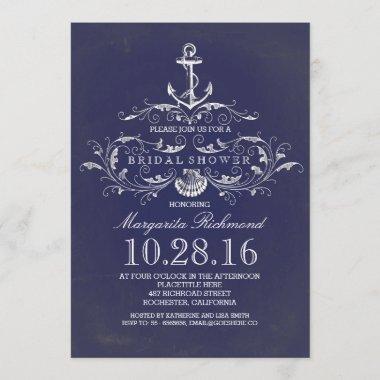 navy anchor nautical bridal shower invite