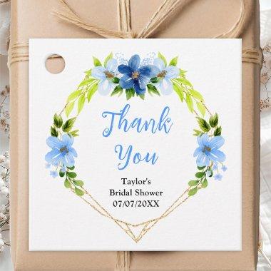 Navy and Baby Blue Floral  Thank You Favor Tags