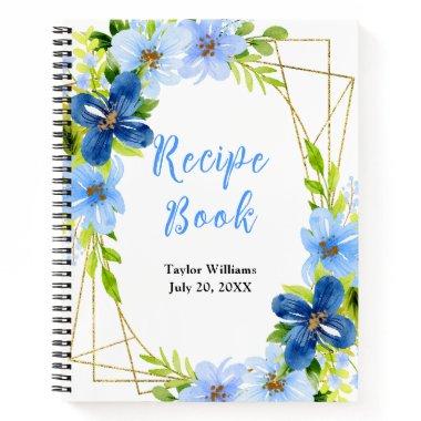 Navy and Baby Blue Floral Recipe Book