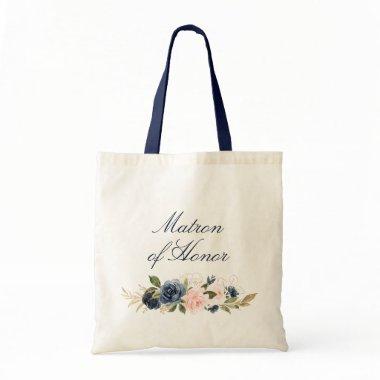 Navy and blush floral Matron of Honor Tote Bag