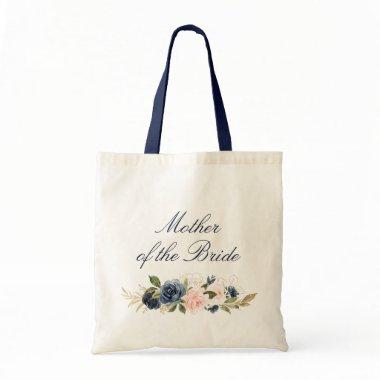 Navy and blush floral Mother of the Bride Tote Bag