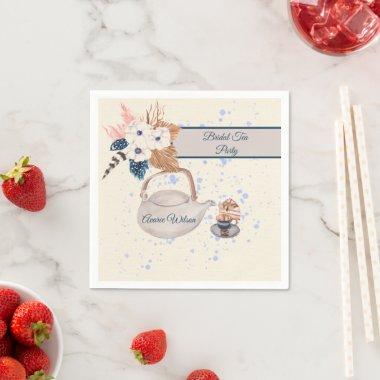 Navy and Coral Bridal Tea Party Shower Napkins