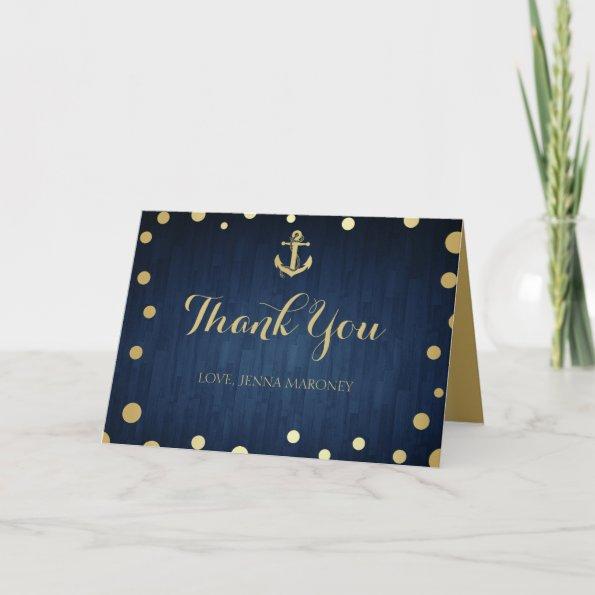 Navy and Gold Anchor Thank You Invitations