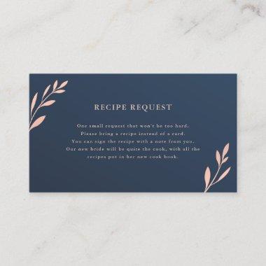 Navy and pink foliage Recipe Request Invitations