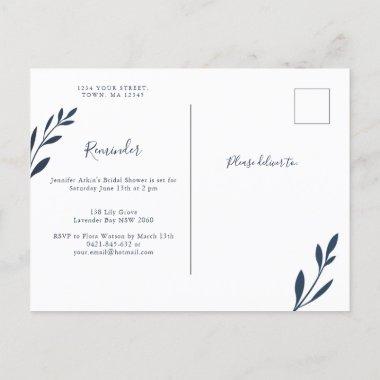Navy and Pink Foliage Reminder RSVP Card