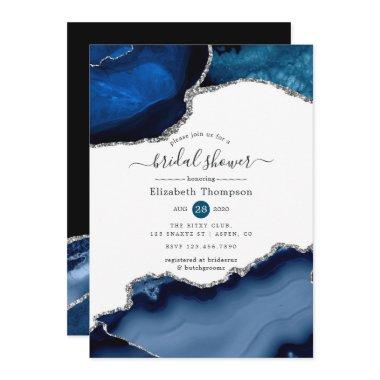 Navy and Silver Agate