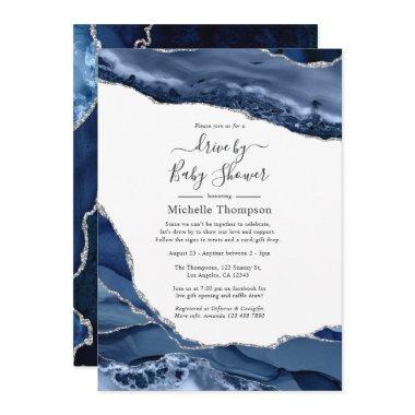 Navy and Silver Agate Drive By Shower
