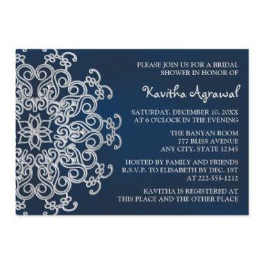 Navy and Silver Indian Inspired Bridal Shower Invitations