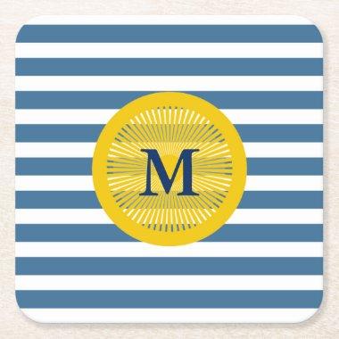 Navy and Yellow Monogram Coasters