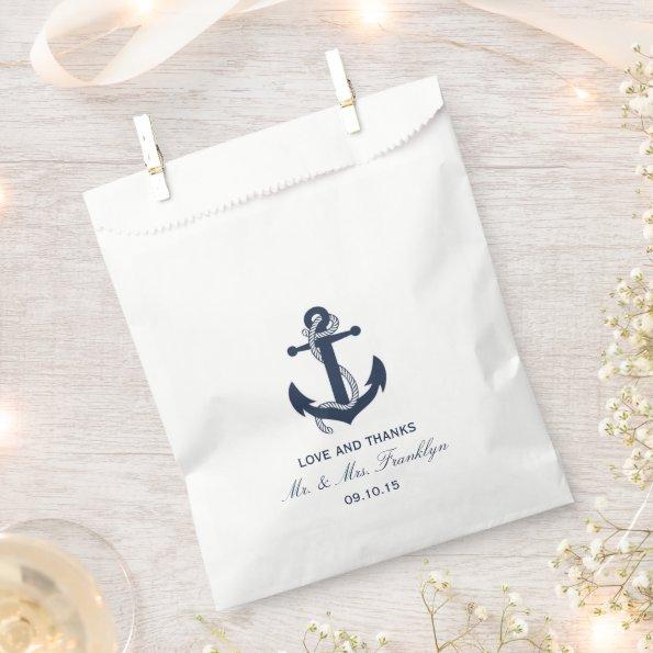 Navy Blue Anchor Nautical Beach Wedding Favor Bag