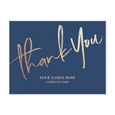 Navy Blue and Gold Thank You Elegant Universal PostInvitations