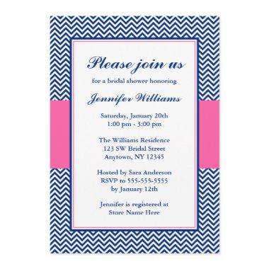 Navy Blue and Pink Chevron