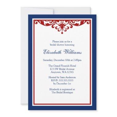 Navy Blue and Red Flourish