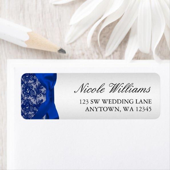 Navy Blue and Silver Lace Return Address Label