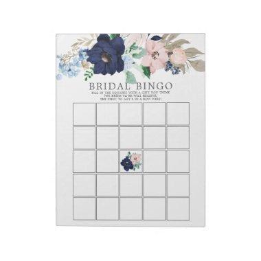 Navy Blue & Blush  Bingo Game Notepad