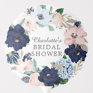 Navy Blue & Blush Floral  Balloon
