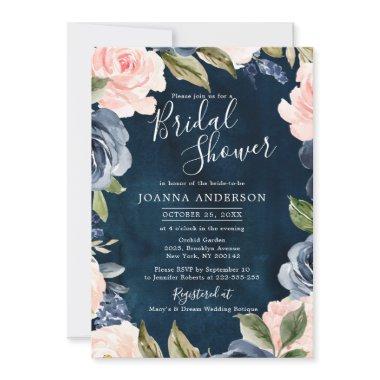 Navy Blue Blush Pink Rose Gold Boho
