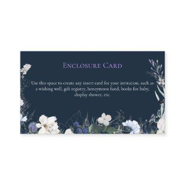 Navy Blue Botanical Floral Bridal Shower Enclosure Invitations