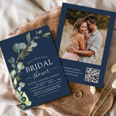 Navy Blue  QR Code Photo Eucalyptus