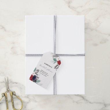Navy Blue Burgundy Red Gothic Floral  Gift Tags
