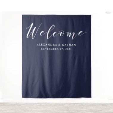 Navy Blue Calligraphy Backdrop | Photo Booth Prop