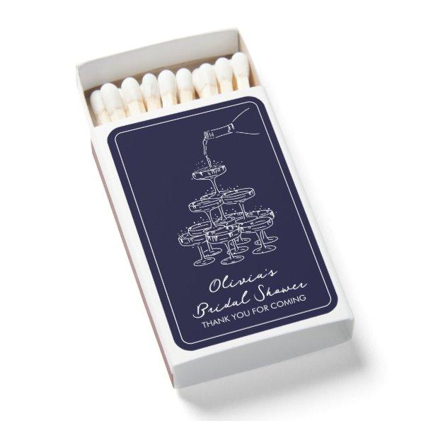Navy Blue Champagne Tower  Favor Matchboxes