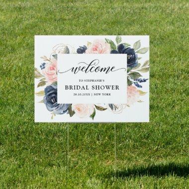 Navy Blue Dusty Blush Pink  Welcome S Sign