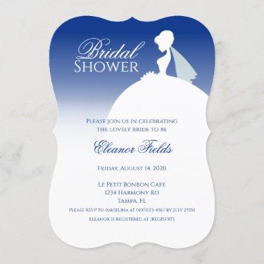 Navy Blue Elegant Bridal Shower Invitations