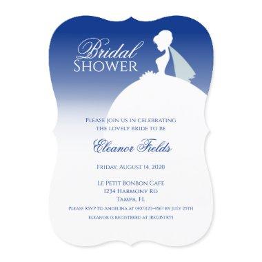 Navy Blue Elegant Bridal Shower Invitations