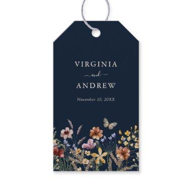 Navy Blue Floral Boho Wedding Gift Tags