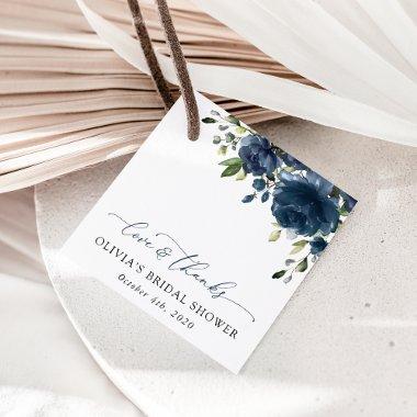 Navy Blue Flowers, Greenery, Boho,  Favor Tags
