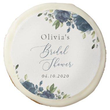 Navy Blue Flowers, Greenery, Boho,  Sugar Cookie