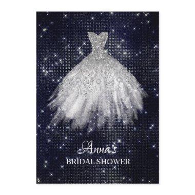 *~* Navy Blue Glitter Bridal Dress Gown Shower