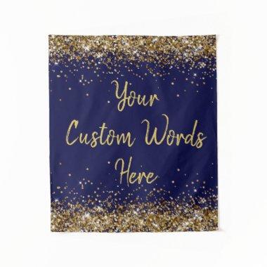 Navy Blue Gold Backdrop Birthday Party Photo Booth