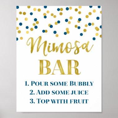 Navy Blue Gold Confetti Mimosa Bar Sign Wedding