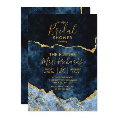 Navy Blue Gold Foil Agate