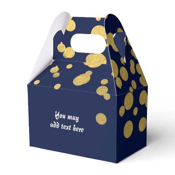 Navy Blue & Gold Foil Confetti Party Favor Boxes