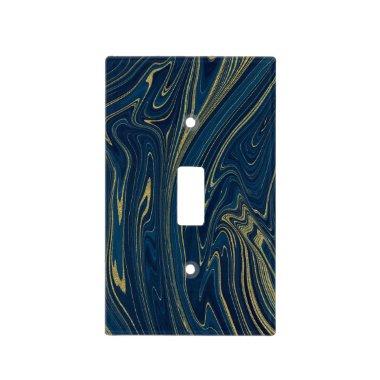 Navy Blue & Gold Modern Glam Marble Bridal Shower Light Switch Cover