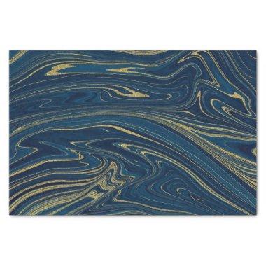 Navy Blue & Gold Modern Glam Marble Elegant Tissue Paper