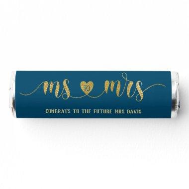 Navy Blue Gold Ms to Mrs Bridal Shower Breath Savers® Mints