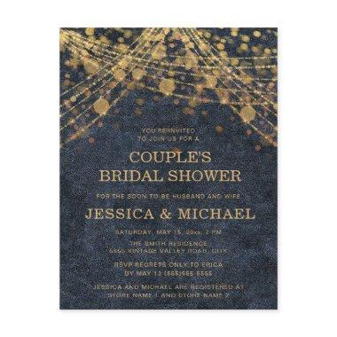 Navy Blue Gold String Light Couple's