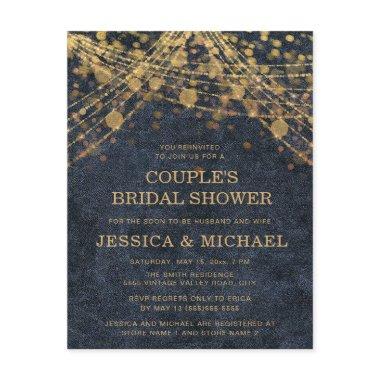 Navy Blue Gold String Light Couple's Bridal Shower Invitations