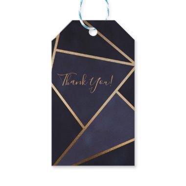 Navy Blue Gold Triangles Geometric Elegant Classy Gift Tags