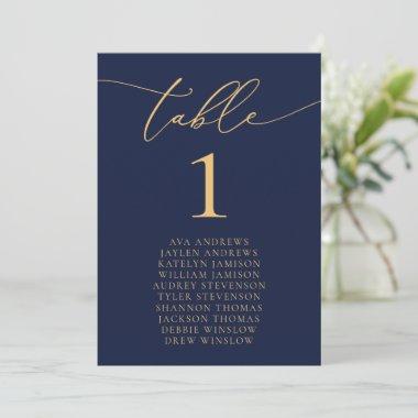 Navy Blue & Gold Wedding Seating Table Number
