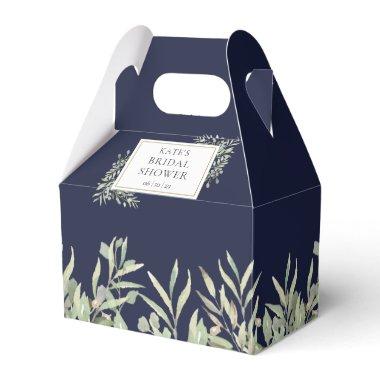 Navy Blue Greenery Bridal Shower Favor Box