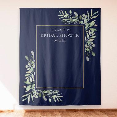 Navy Blue Greenery  Photo Backdrop