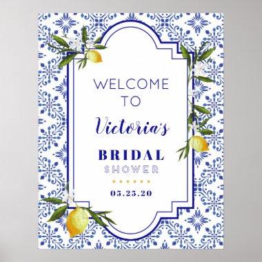 Navy Blue & Lemon bridal shower welcome Poster