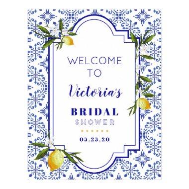 Navy Blue & Lemon bridal shower welcome Poster