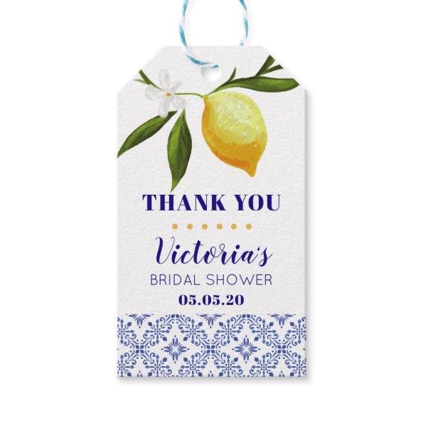 Navy blue & Lemons thank you Gift Tags