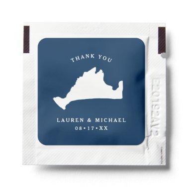 Navy Blue Martha's Vineyard Map Wedding Reception Hand Sanitizer Packet